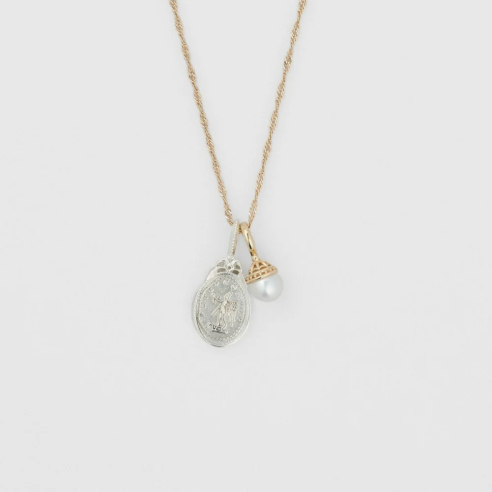 K10/Silver Charm Set Necklace