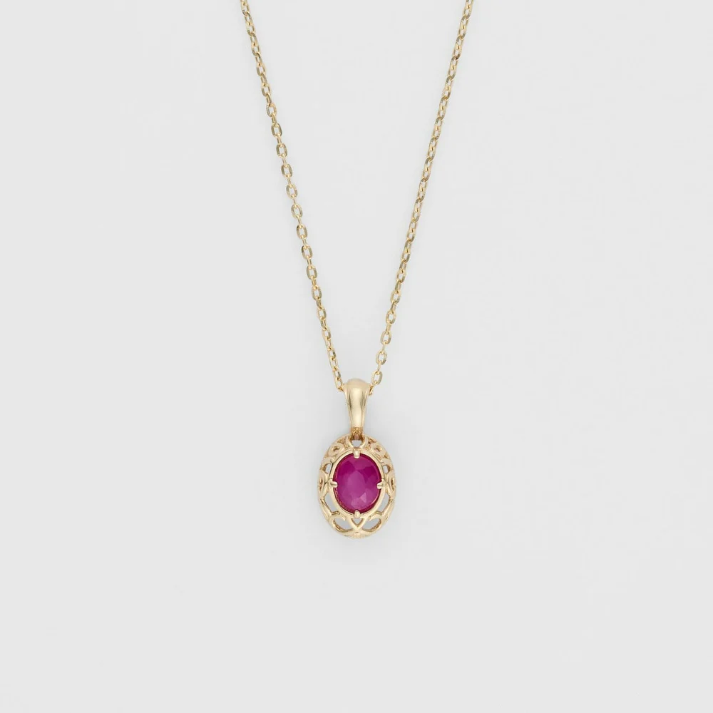 <July Birthstone> K10 Ruby Necklace