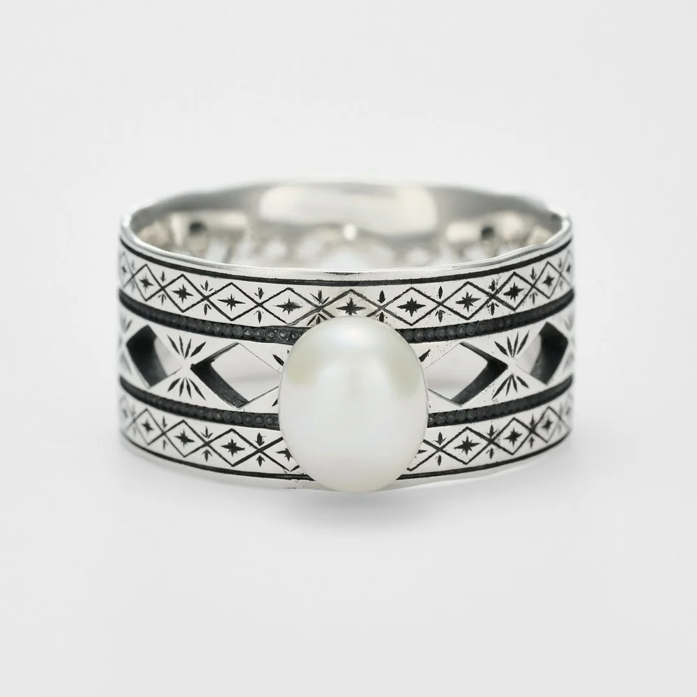 <June Birthstone> Silver Pearl Ring