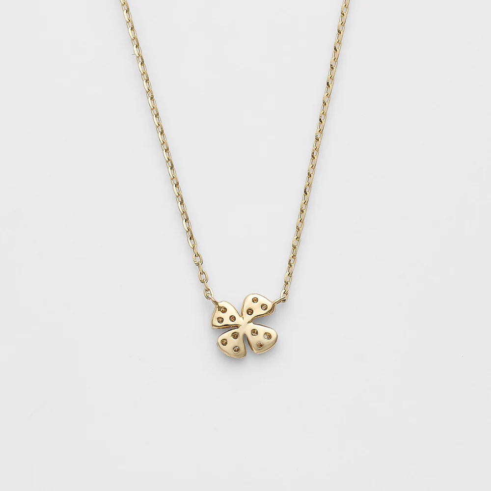 K10 Diamond Clover Motif Necklace (0.05ct) - Image 3