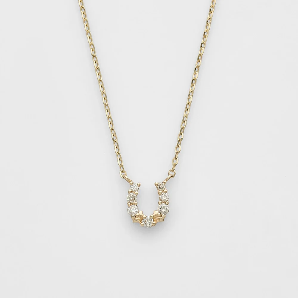 K10 Diamond Horseshoe Motif Necklace (0.05ct)