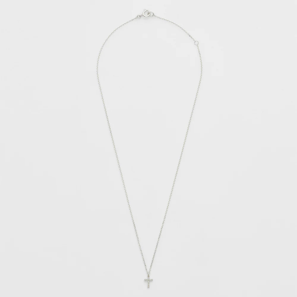 Silver Diamond Cross Motif Necklace (0.05ct) - Image 2