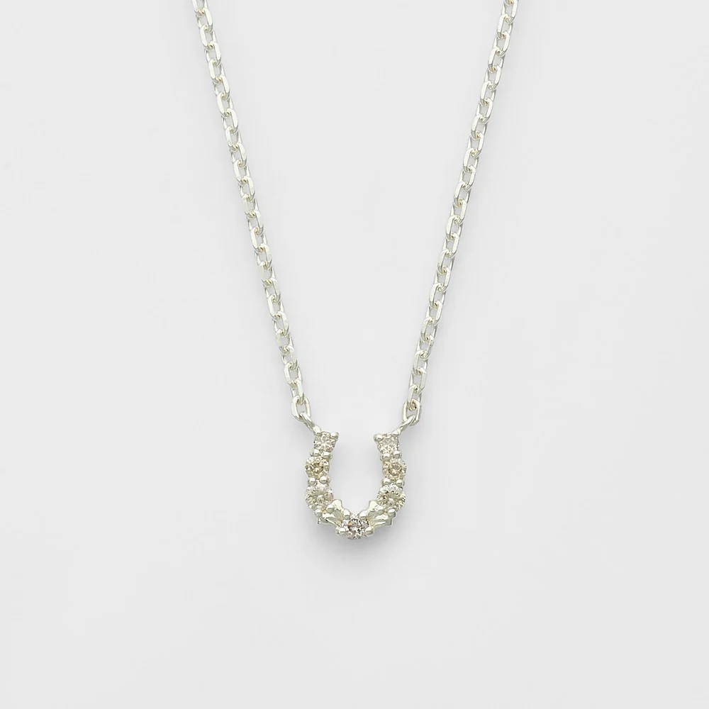 Silver Diamond Horseshoe Motif Necklace (0.05ct)