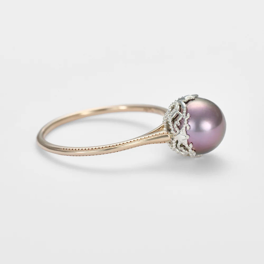 K10/Silver Pearl Ring (Black) - Image 2