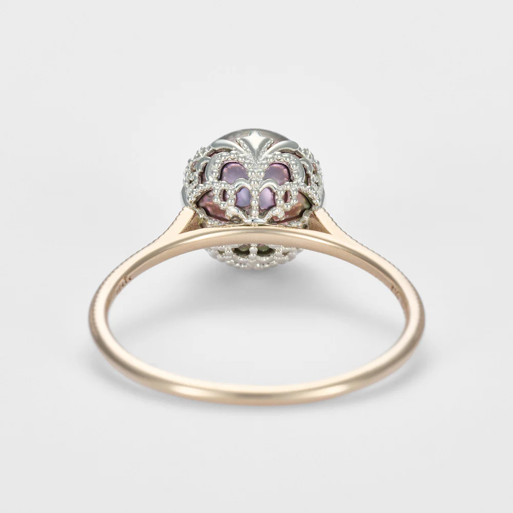 K10/Silver Pearl Ring (Black) - Image 3