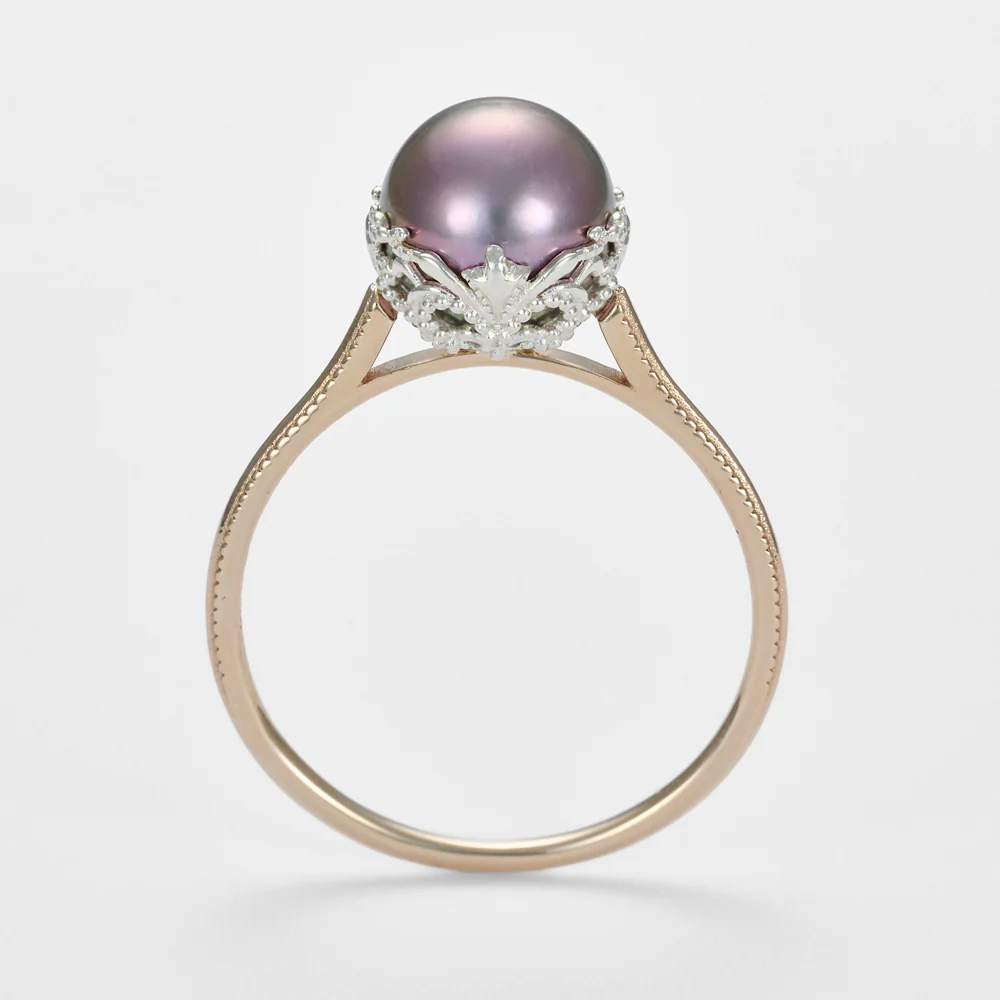 K10/Silver Pearl Ring (Black) - Image 4