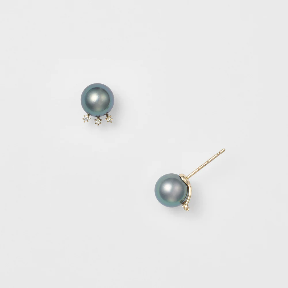 K10 Pearl Earrings (Black) - Image 2