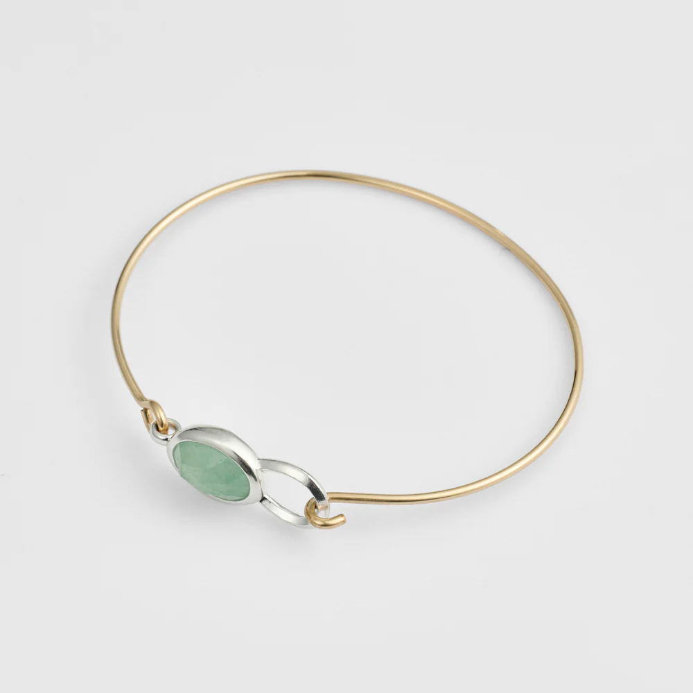 Silver/K14GF Aventurine Bangle