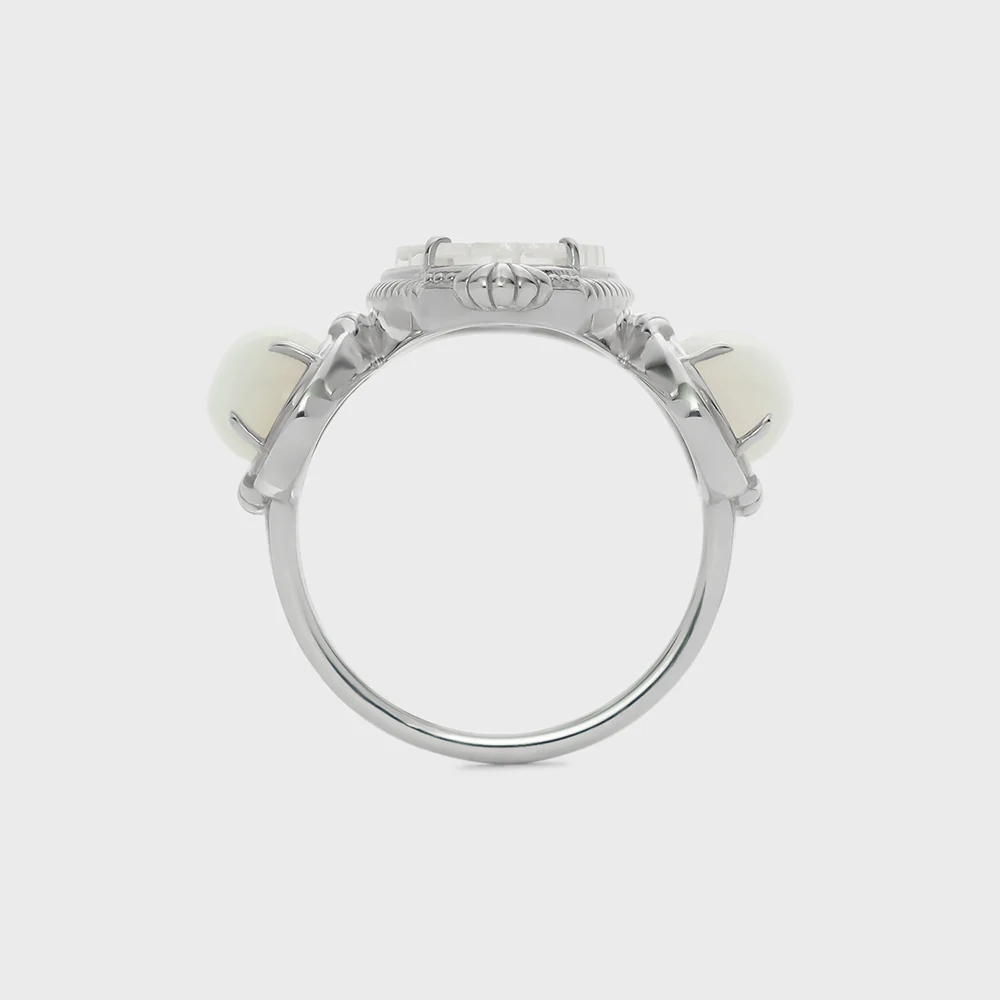 Silver Quartz/Shell Ring - Image 4