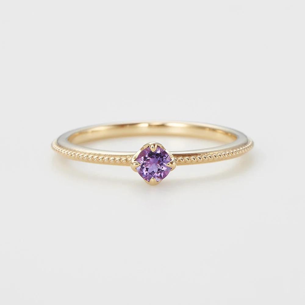 <February Birthstone> K10 Amethyst Pinky Ring (Mother)