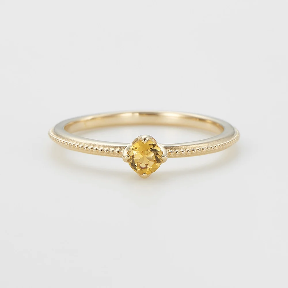 <November Birthstone> K10 Citrine Pinky Ring (Mother)