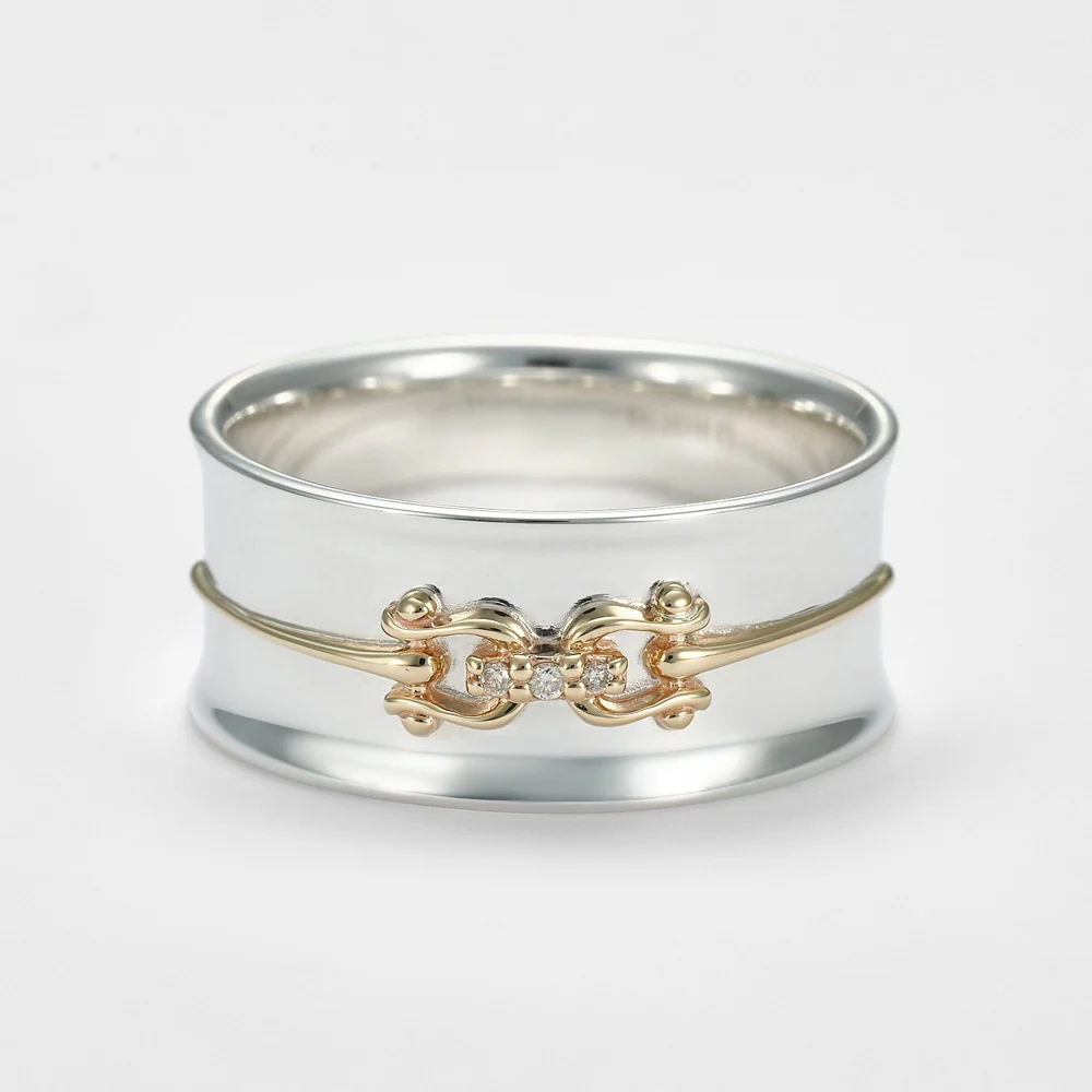 Silver/K10 Diamond Ring (L)/(0.01Ct)