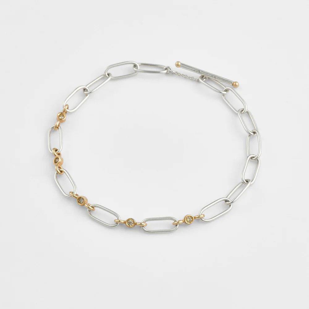 Silver/K10 Diamond Bracelet (0.1Ct)
